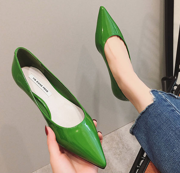 Women Flats Loafers Shoes Patent Leather Slip on Pointed Toe Casual Shoes-image
