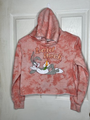 Lonney Tune Tie Dye Hoodie Girls Size XL 16 Pink Long Sleeve Bugs Bunny Pullover