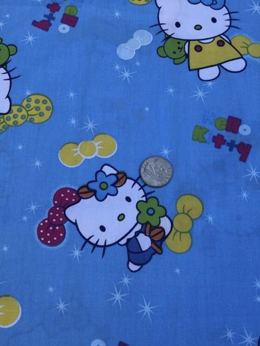 Hello Kitty Cotton Fabric. Cute Kitty w bow, teddy bear . Quality.64”Wide. BTY - Picture 5 of 5