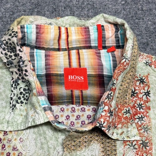 Hugo Boss Shirt Mens L Floral Paisley Patchwork Boho Abstract Hippie Festival - Picture 4 of 10