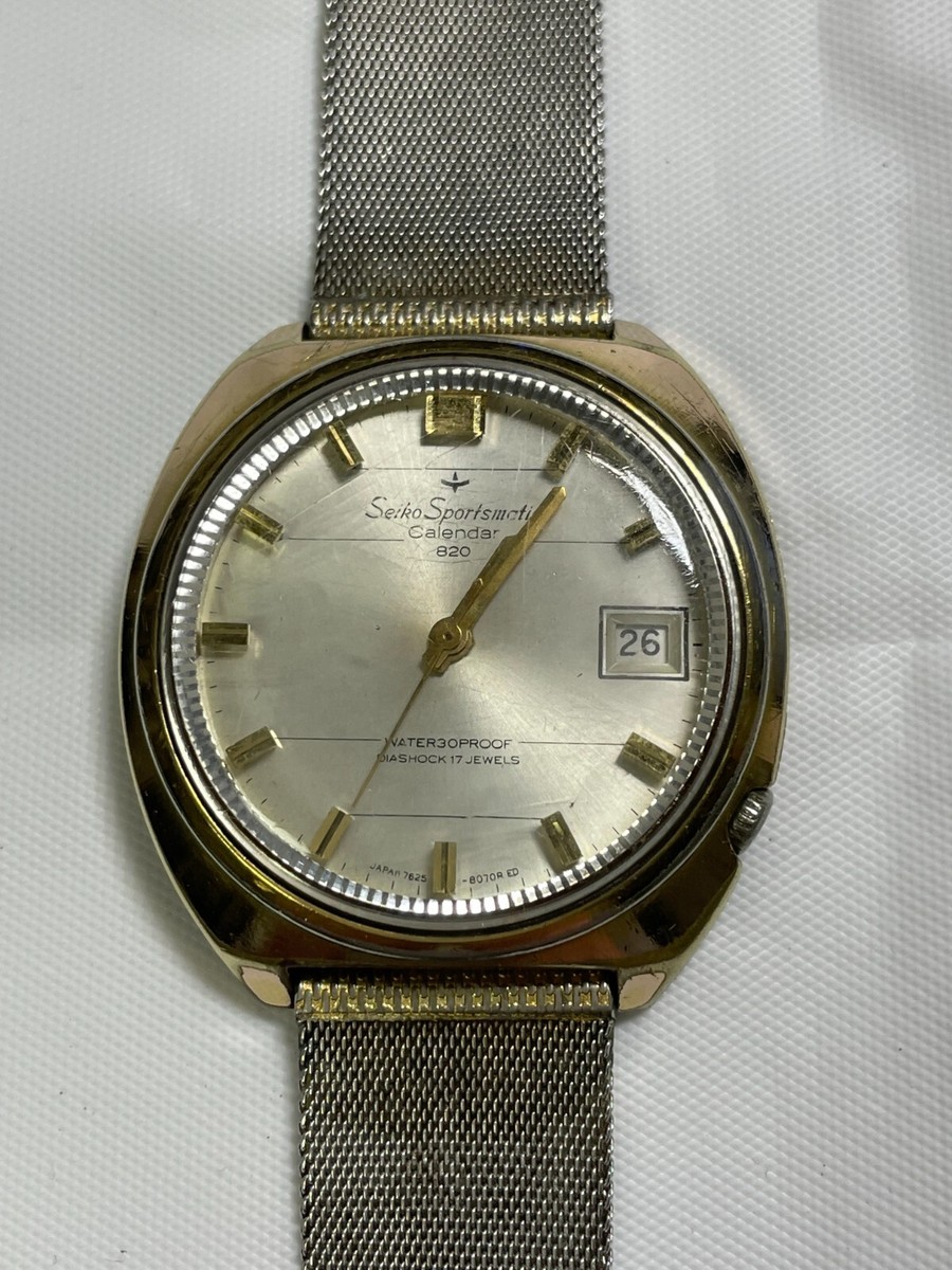 SEIKO SPORTSMATIC CALENDAR820 7625-8050 DAIASHOCK 17JEWELS KAMEIDO