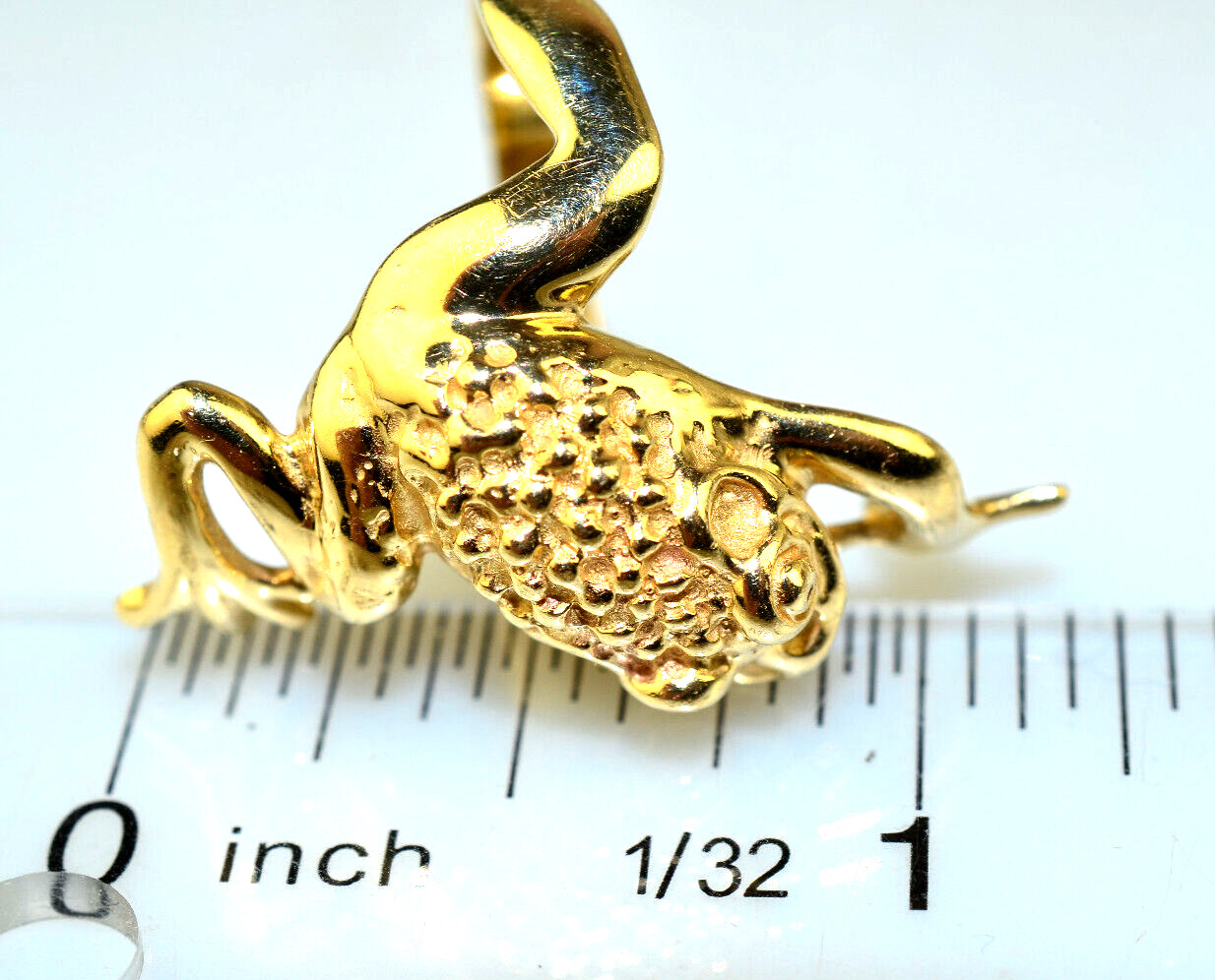 14K SOLID YELLOW GOLD 2-DIMENSIONAL FIGURAL FROG … - image 4