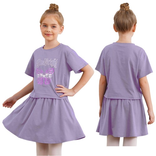 Kids Girl's Tracksuit Stage Dress-up Cute T-shirt With Skirt Festival Party - Picture 21 of 30