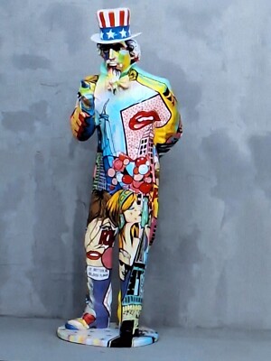Kunstbemalung Uncle Sam Statue Amerika Lebensgroß New York Diner Werbung Figur