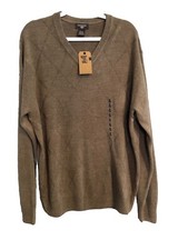New Dockers Mens Sweater XL Brown Collared Preppy Pullover Long Sleeve Tiny Flaw