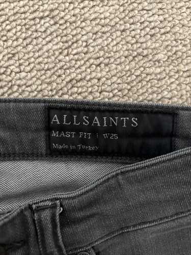 All Saints Mast Fit Grey Denim Low Rise Skinny Jeans Size W25 L30 VGC - Picture 3 of 9