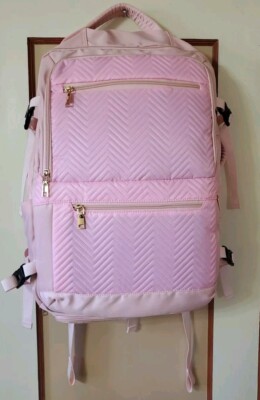 Large capacity travel 18'' Expandable backpack, Carry On Bag, pink