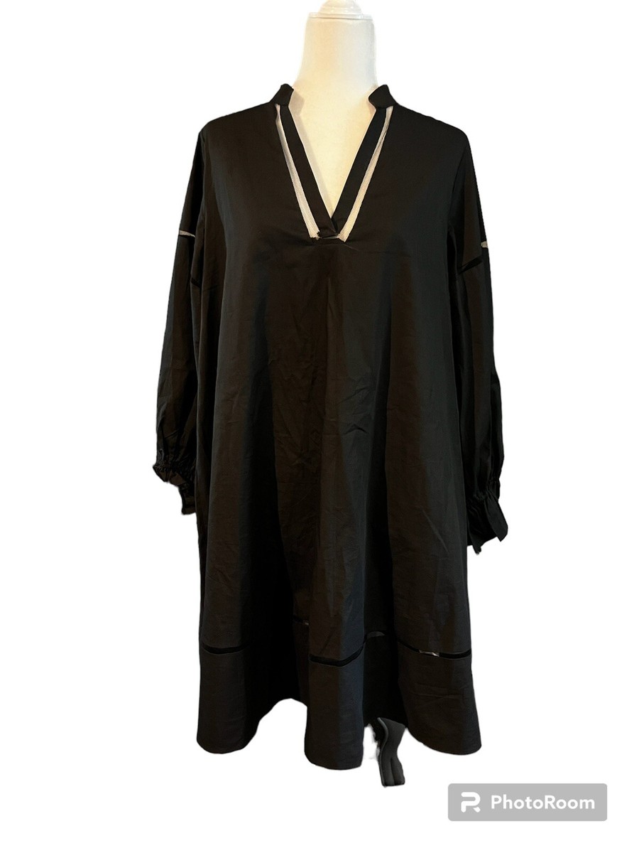 Mulla Women's Black V-neck Oversized 100% Cotton Dress Size Medium | eBay