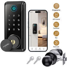 Security Smart Lock Fingerprint Keyless Entry Door Lock Wi-Fi Deadbolt Anti Peep