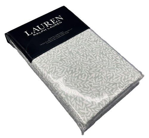 Lauren Ralph Lauren Spencer Leaf Sateen King Pillowcases Set Sage Green New - Picture 4 of 4
