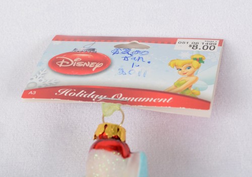 2011 Disney Glass Tinkerbell On Candy Cane Christmas Ornament New (Other) - Picture 2 of 6