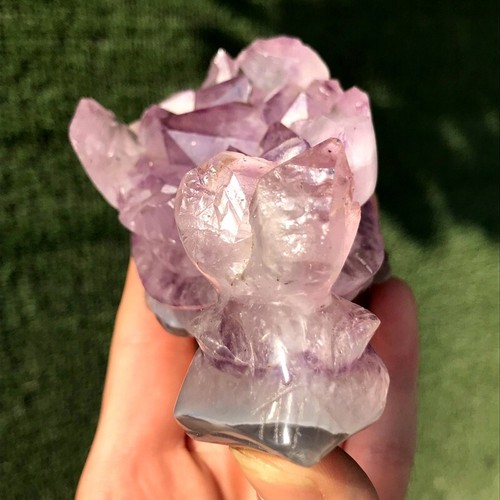 Cristallo di quarzo agata di ametista naturale 310G intagliato a mano tartaruga guarigione - Foto 9 di 15