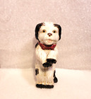 Standing Ceramic Olde Black White English Sheep Dog Begging Figurine 7"