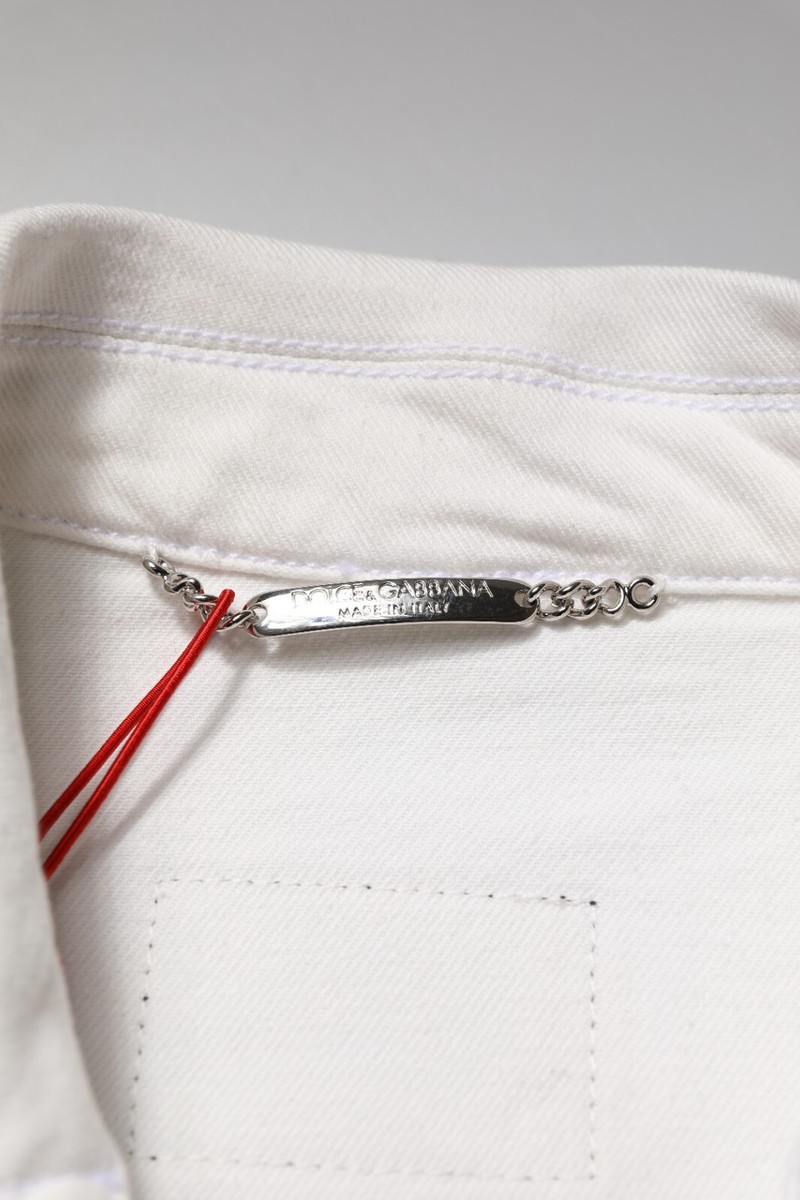 DOLCE & GABBANA Jacket White Graffiti Cotton Stretch Denim