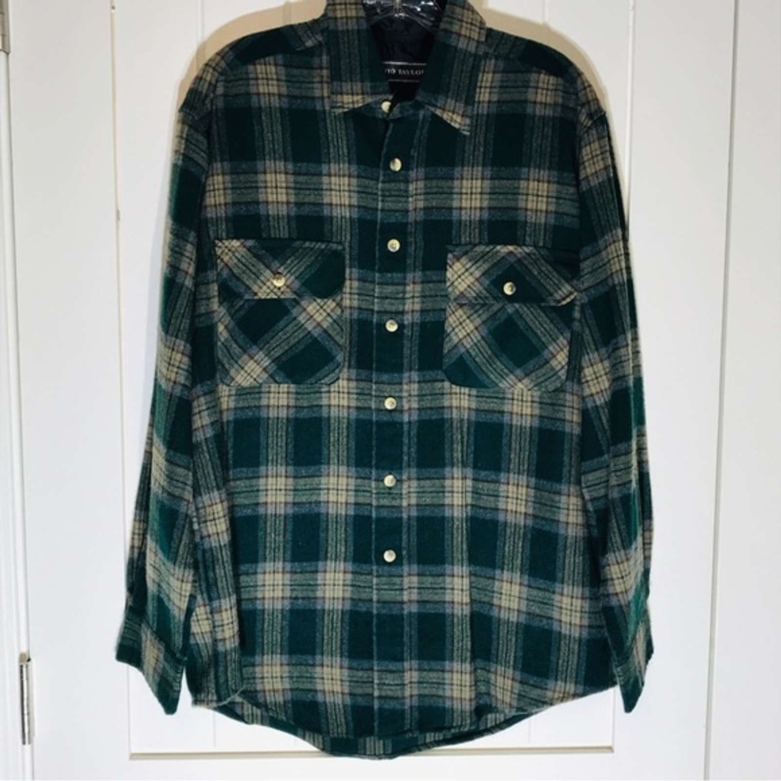 David Taylor Plaid Flannel Shirt Jacket Shacket Gem