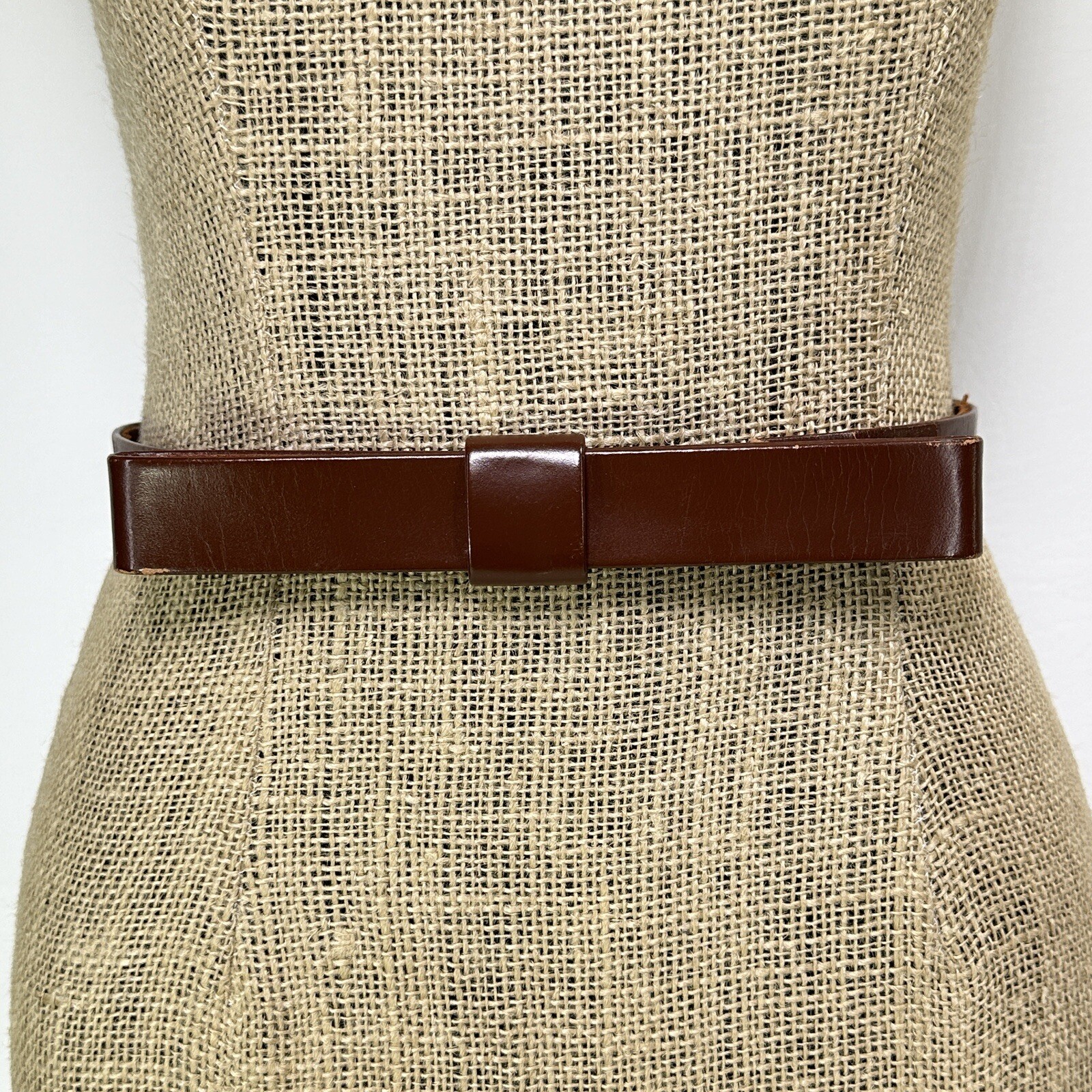 Vintage Debutante Brand Dress Belt 26 XS Brown Le… - image 1