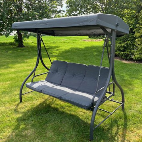 DONDOLO DA GIARDINO 3 POSTI LUX TETTO PARASOLE DIVANO LETTO ALTALENA INCLINABILE - Foto 5 di 8