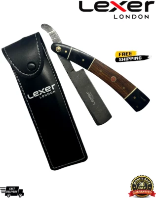 LEXER LONDON Luxus Damaststahl Straight Cut Hals Rasierer Friseur Salon Rasur Rasur Etui
