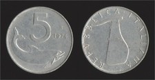5 LIRE 1974 DELFINO E TIMONE - ITALIA