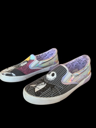Nightmare Before Christmas ladies size 10 slip on shoes Jack and Sally Excellent