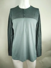 Smartwool Men Long Sleeve Colorblock Henley Pewter Blue/Lead Medium 17345-M48