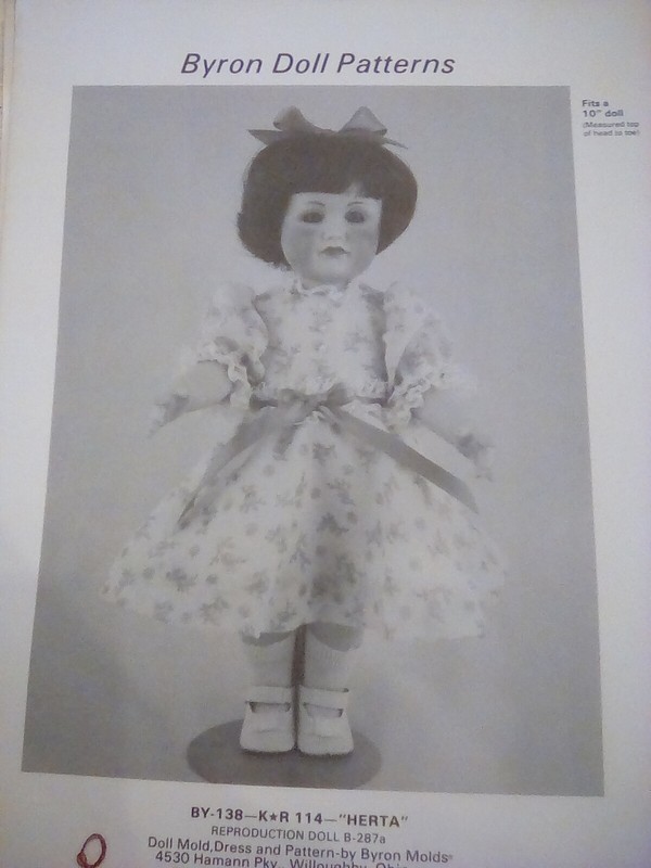Byron Doll Dress pattern size 10" vintage style 