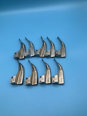 Lot Of 9 Flexicare MAC 1 Laryngoscope Fiber Optic Blades