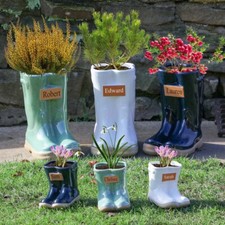Personalised Plant Pot Welly Boot Planter Gift Various Colours Optional Spring