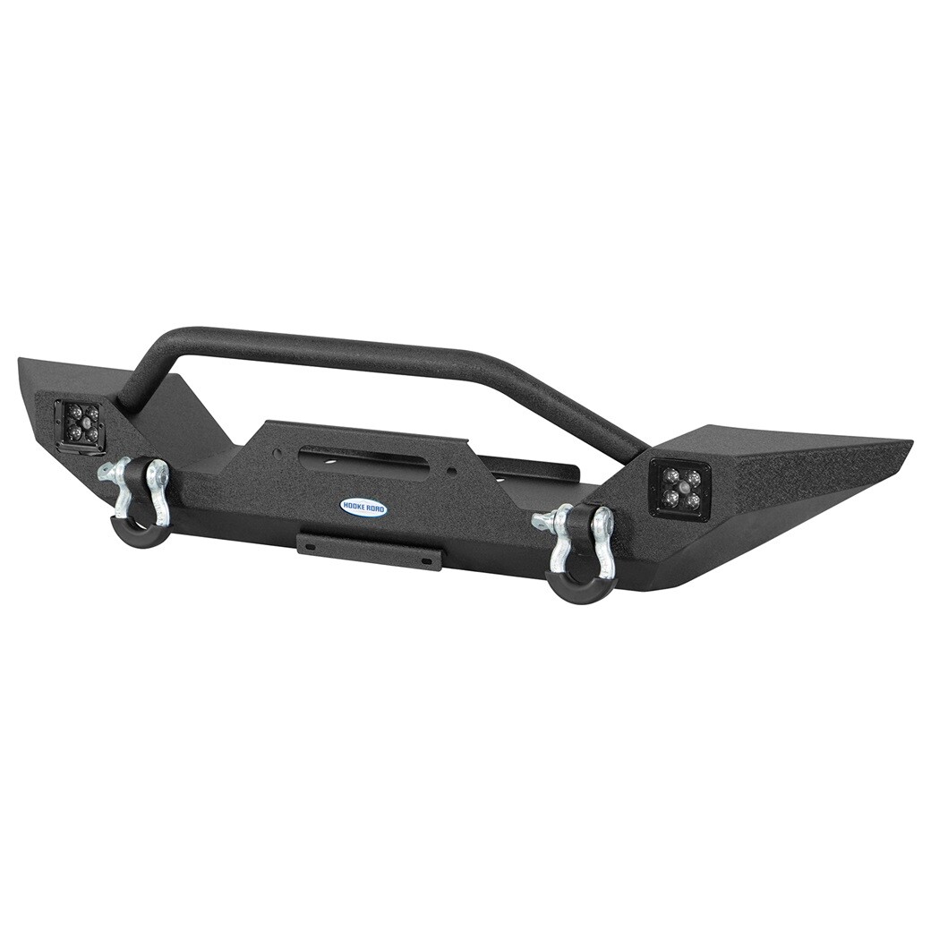 Front Bumper w/ Winch Plate & Led Lights Fit 1976-1986 Jeep CJ-5 CJ-7 Scrambler