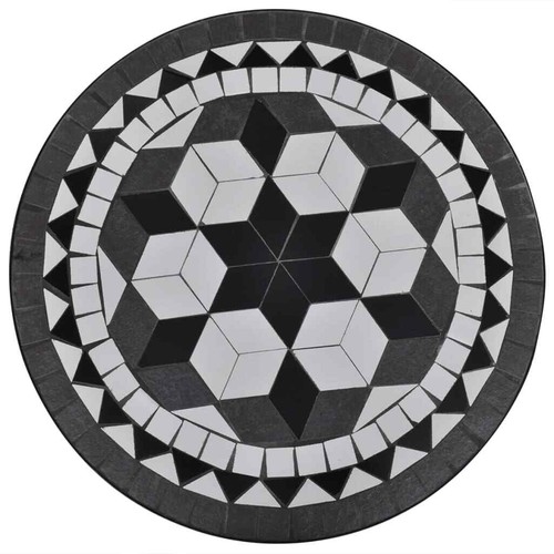 vidaXL Bistro Table Black and White 60 cm Mosaic BMG - Picture 2 of 5
