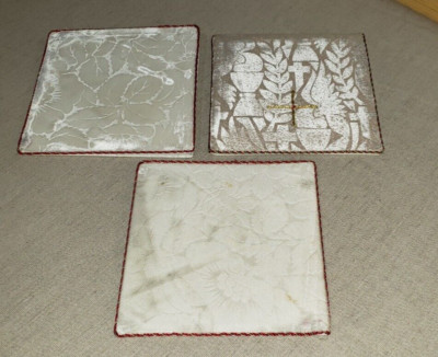3 VINTAGE PRIEST CATHOLIC MASS BURSES VESTMENTS WHITE VELVET IMPERFECTIONS