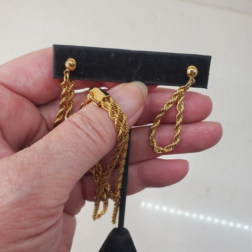 Vintage Avon 1980s Gold Rope Chain Pierced Earrings & 7" Bracelet set READ - Picture 10 of 24