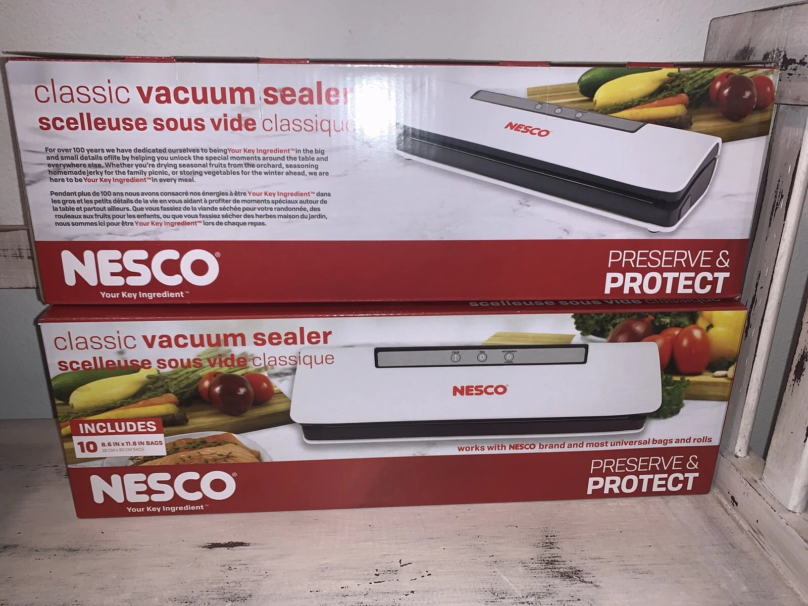 Nesco Vacuum Food Sealer Keep Food Fresh + 10 (11.6x6.8 Inch) Freezer Bags ~ NEW