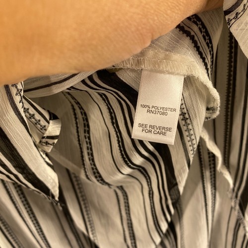 Cato Dress Women L Large White Striped Shift Midi V-Neck Short Sleeve Casual - Picture 6 of 9