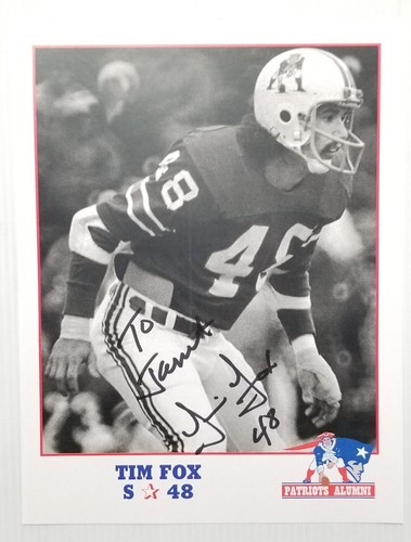 New England Patriots TIM FOX S #48 Alumni Personal Signed 8.5x11 Hero Photo Card - Picture 2 of 5