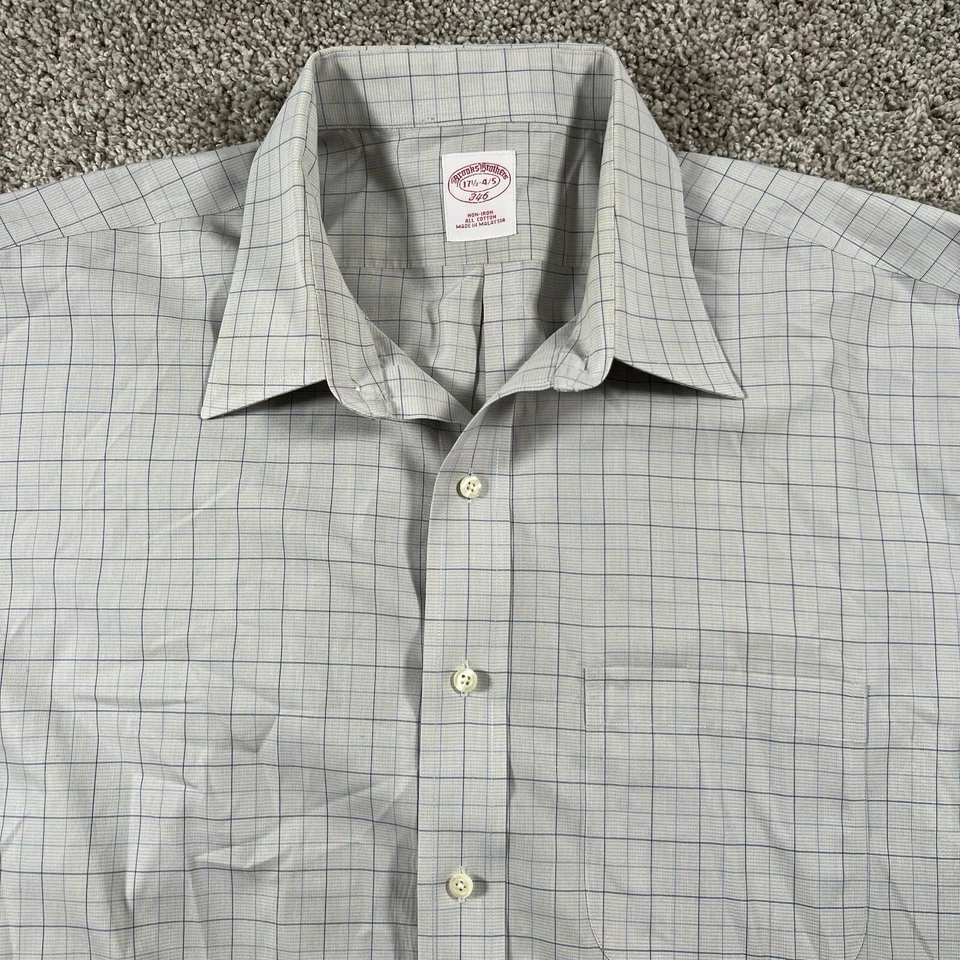 Camisa De Colección Brooks Brothers 346 Hombres 17.5-4/5 Cuadros Calce Ajustado Bolsillo Clásico Core Foto 2 de 4