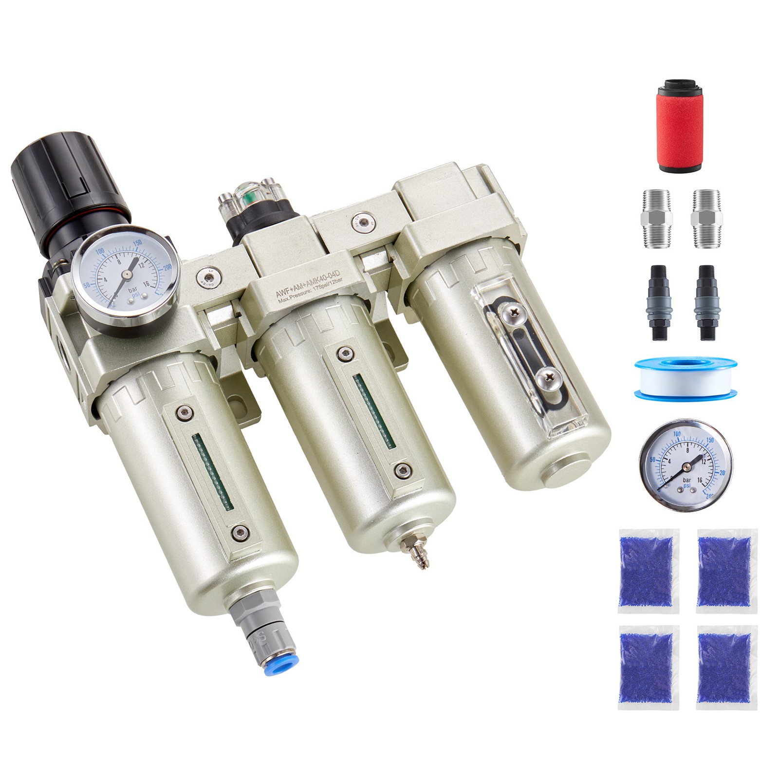 Uimoso Air Compressor Filter Regulator 1/2" NPT 3-Stage System with Auto Drain