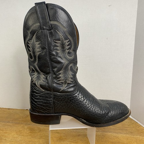 Men's Tony Lama CT2036 Ruslo Black Bullhide Cowboy Boots Western Rodeo 8 EE - Picture 5 of 23