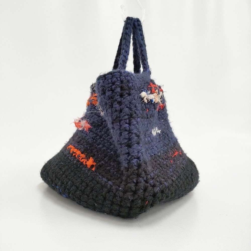 DANIELA GREGIS Ripped Crochet Wool Linen Tote Bag Black navy 5