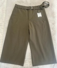 ZARA Women Pants Poplin Culottes Size XL Green