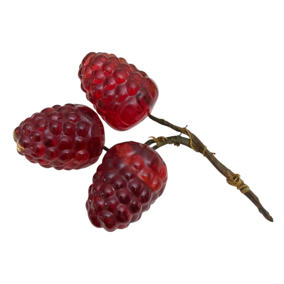 Vintage 50s’ Lucite Acrylic Fruit Apple Pear Orange Banana Red Raspberries - Image 3 of 4