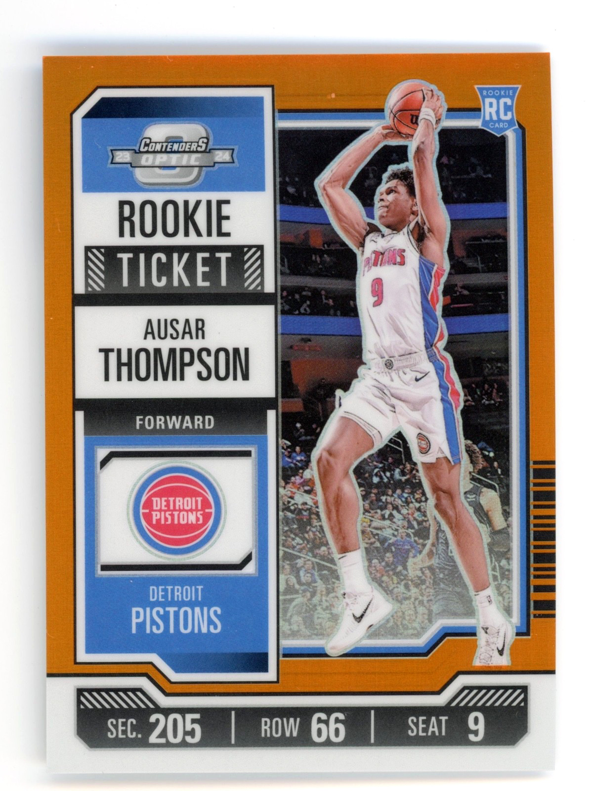 Ausar Thompson 2023-24 Contenders Optic Rookie Ticket Orange /49 RC #9 Pistons