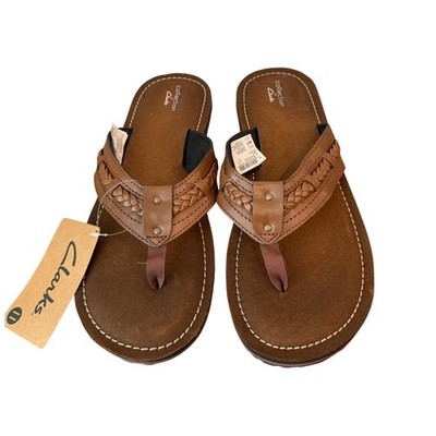 Clarks Fenner Nerice Honey Brown Braided Flip Flop Sandals- Women's 11  NWOB