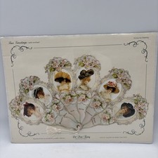 Old print factory REPRODUCTION Victorian embossed paper fan.