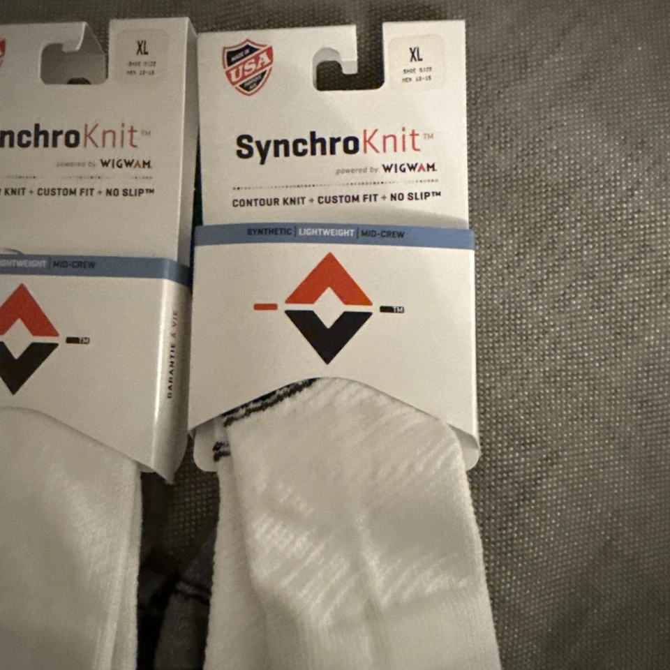 X2 WIGWAM SynchroKnit Calcetines Largos Mezcla Lana Sin Deslizables XL Talla 12-15 Media Crew Foto 3 de 4