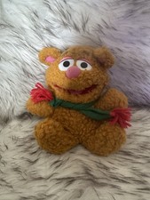 Vintage 1987 Henson Baby Fozzie Bear Stuffed Plush With Holiday Scarf