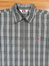 Ben Davis Shirt Mens gray black Plaid 1/2 Zip L