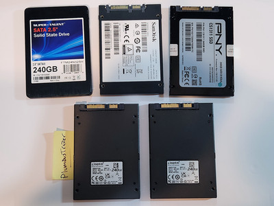 Lot of 5 240GB SATA 2.5'' Internal SSD Mixed Brands Kingston SanDisk PNY TESTED