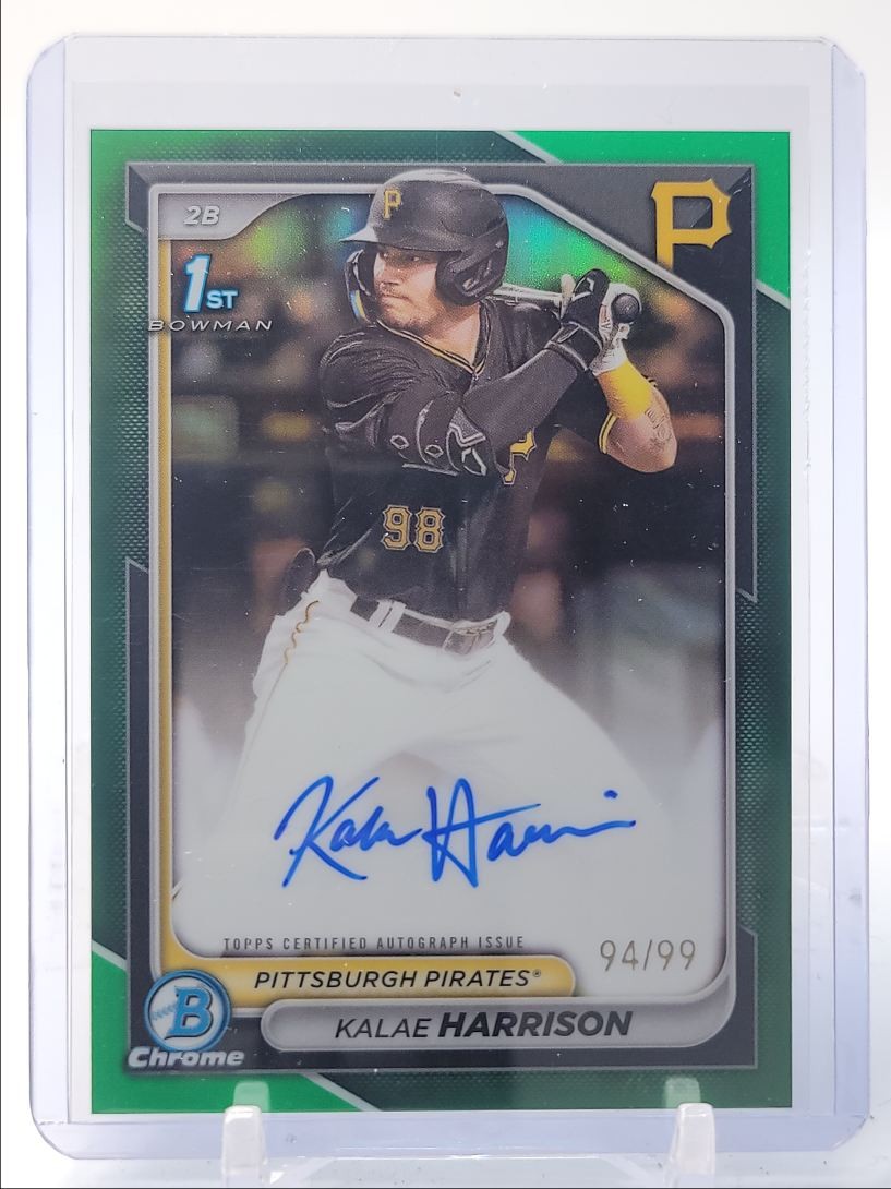 KALAE HARRISON 2024 BOWMAN CHROME 1ST GREEN REFRACTOR AUTO /99 Q3855