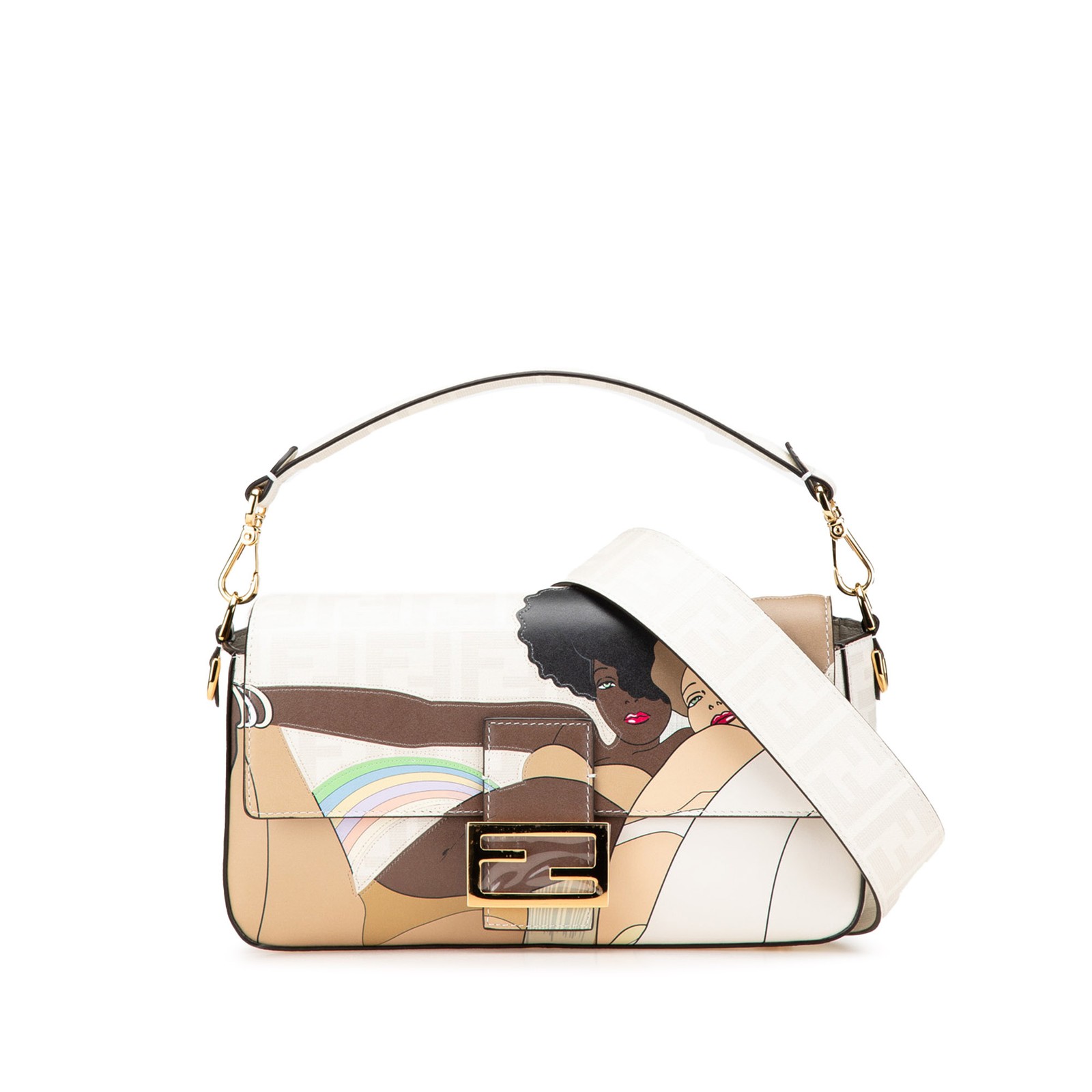Fendi Zucca Bikini Girls Baguette Satchel in Coated Canvas